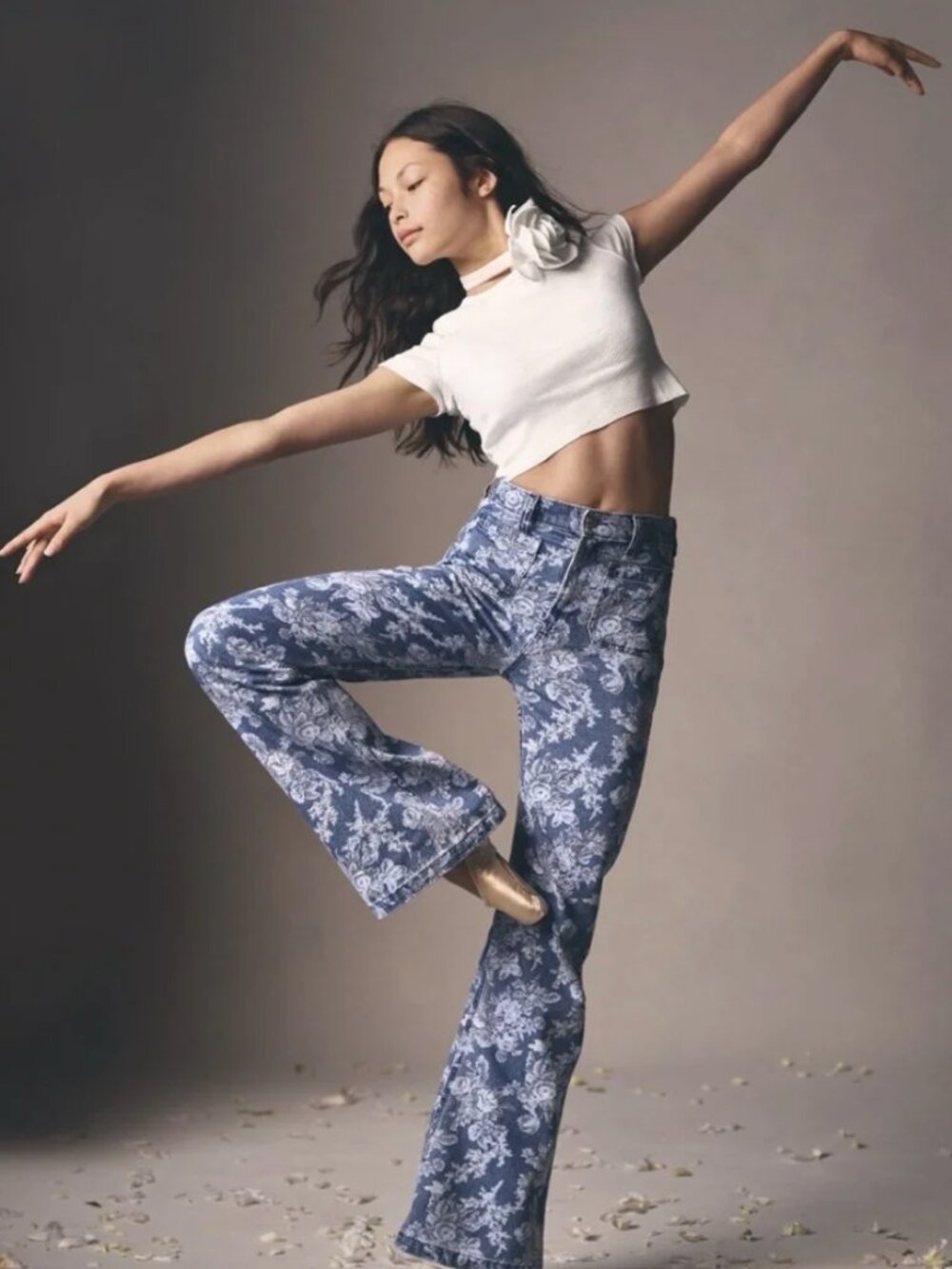 Gap x LoveShackFancy 70's Flare High-rise Floral Jeans Size 31